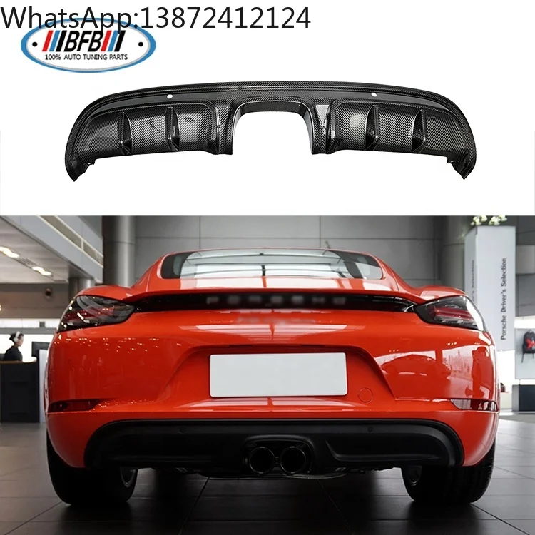 

Real Dry Carbon Fiber Rear Lip Diffuser 718 Rear Bumper Diffuser for Porsche 718 Boxster Cayman 2016-2018