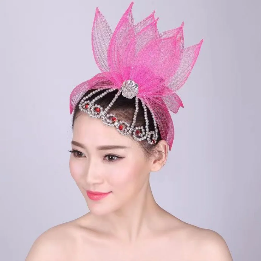Dance Elegant Veil Brim Hats Fascinator Kentucky Derby Hats Women Weddings Hot Pink Hats Tea Party Hair Flowers Headwear Clip