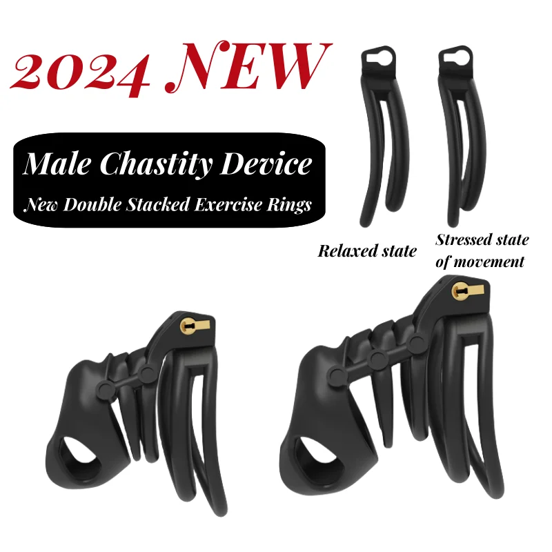 2024 baru cincin ganda Chastity Lock Abstinence Anti curang pria kandang kemaluan cincin Penis pria mainan seks alat kesucian toko seks 18 +