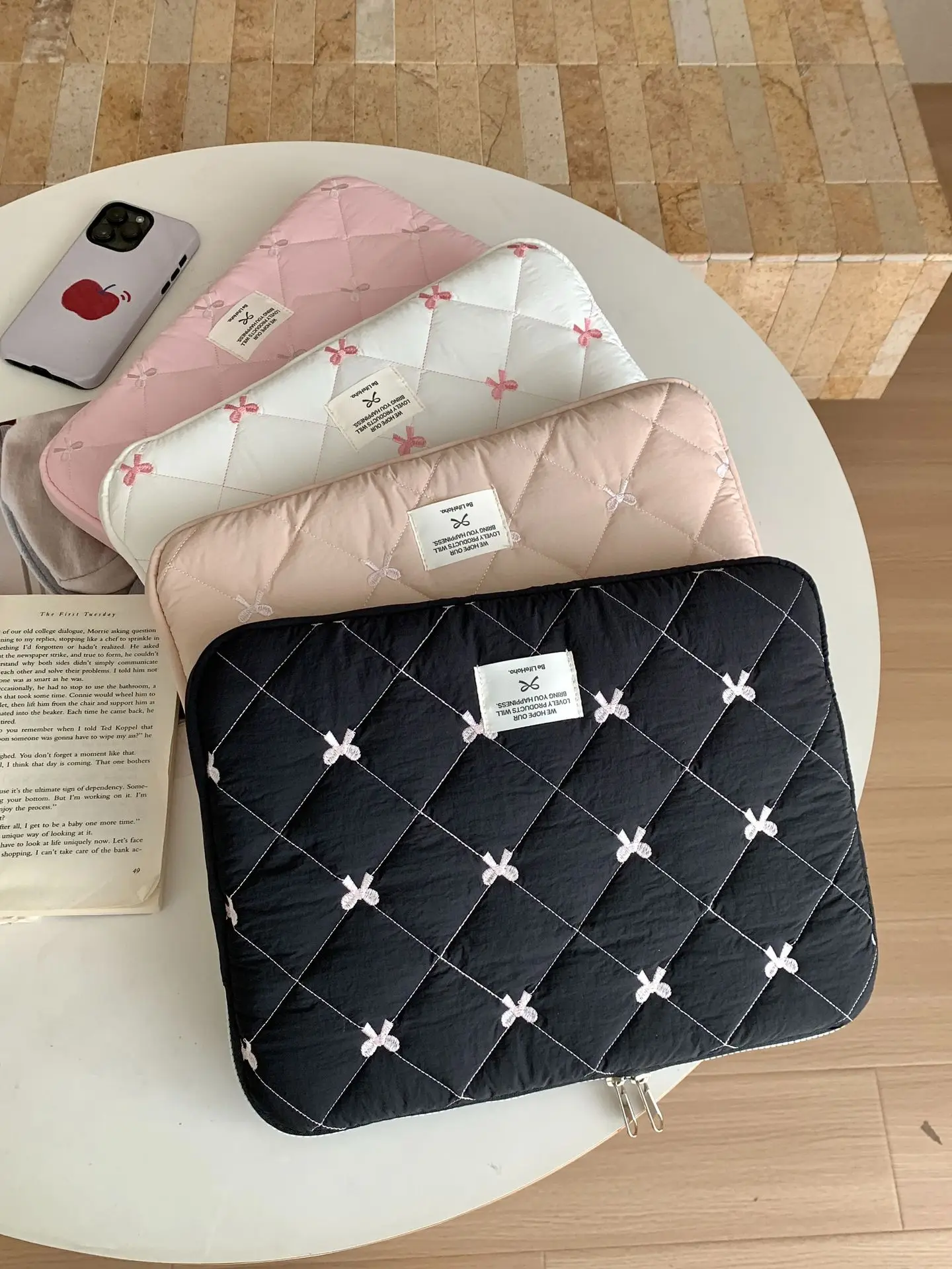 11/13/14/15/15.6 Inch Bow Laptop Sleeve Lightweight Soft Tablet Sleeve Case Shockproof Computer Bag for Macbook/Ipad/Samsung