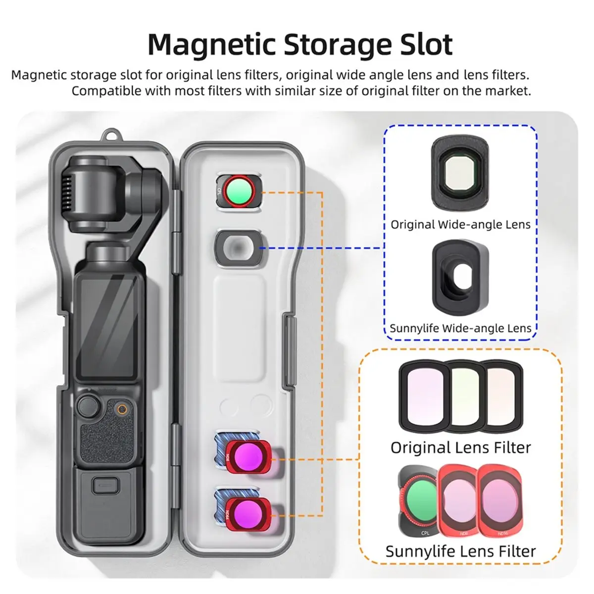 Portable Case for 4 Hard Shell Protective Cover Gimbal Filter Storage Box for Pocket 3 Camera Black