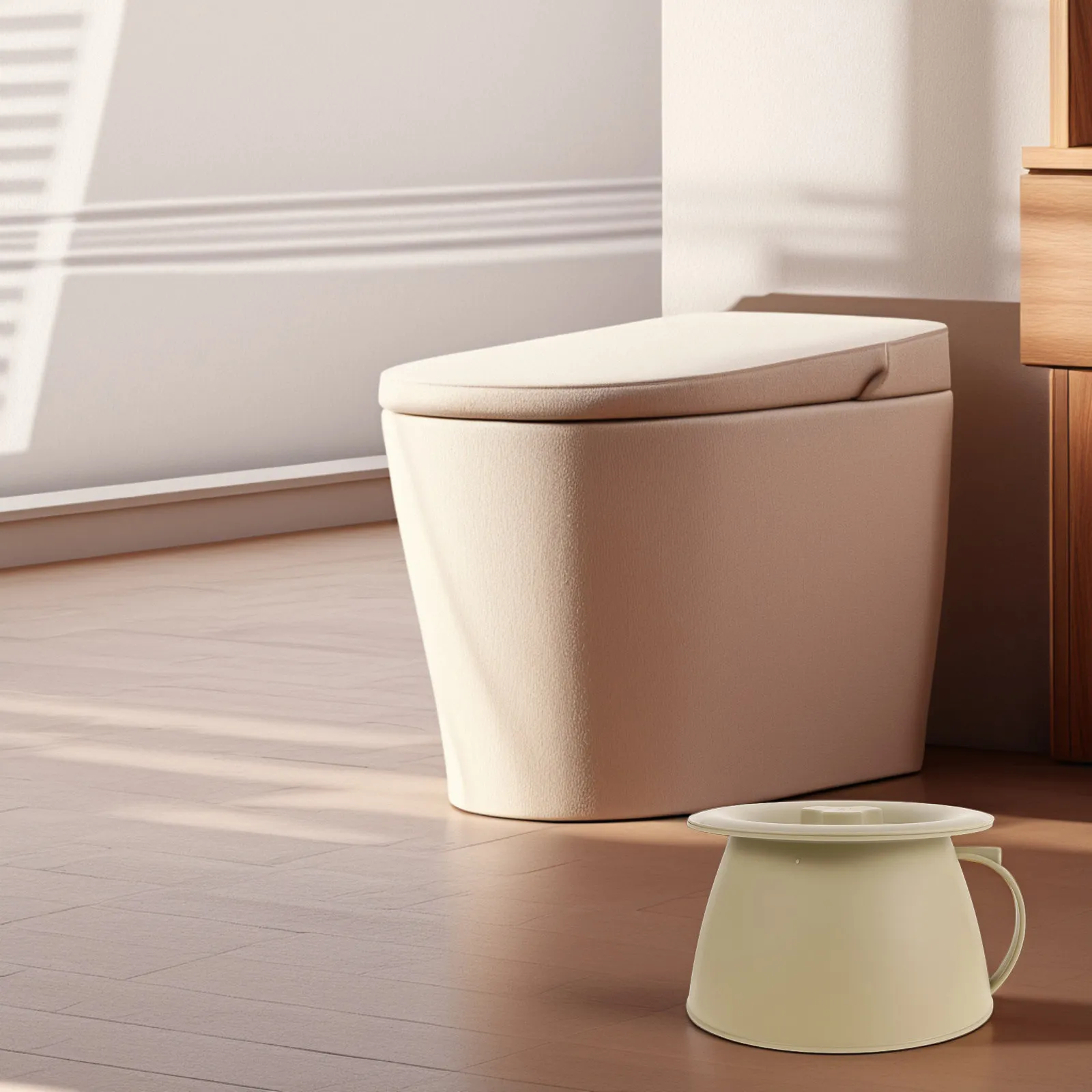 

Spittoon with Lid Heavy Duty Thickened Plastic Bedside Commode for Elderly and Kids Portable Urinal for Bedridden Patients Light