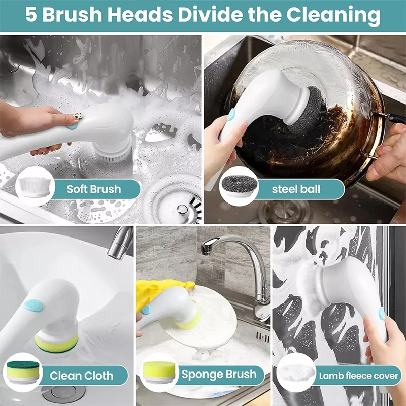 Electric Cleaning Brush Head Bathroom Wash Brush Multifunctional Kitchen Cleaning Tool for Adapter Replaceable Brush Head Tool