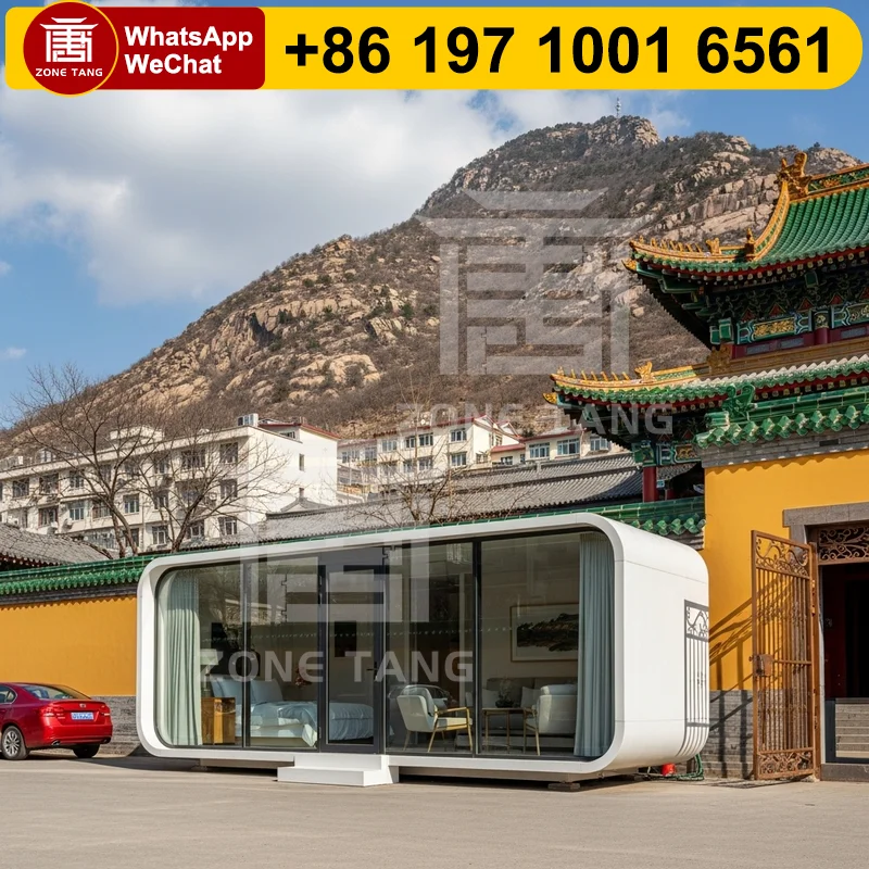 سهلة التعديل، منزل عطلة مسبق الصنع، مبيت كبسولات المرحاض، منزل جاهز، منزل كبسولة التفاح، المنازل المصنعة مسبقًا