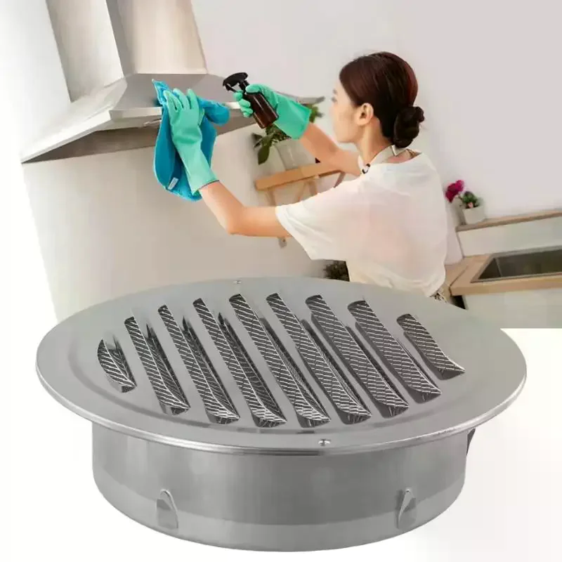 

70-300mm Round Stainless Steel Air Vent Grille Insect Protection Home Exterior Wall Ducting Ventilation Tools Exhaust Hoods