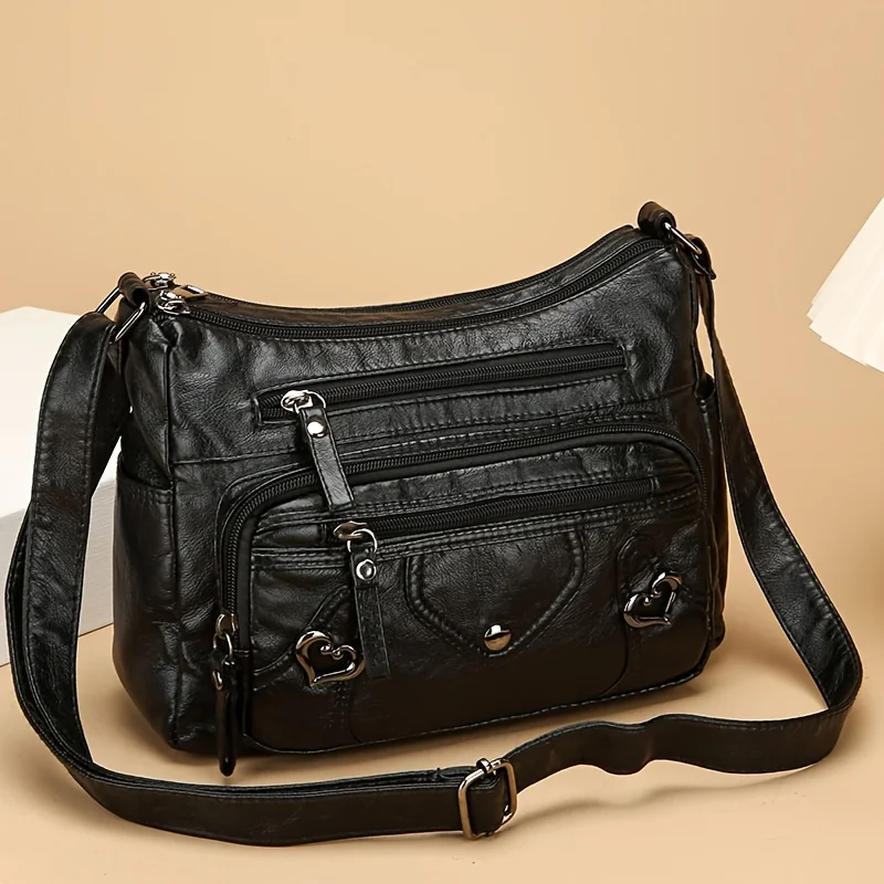 Elegant Women Crossbody Bag, Chic Multiple Pockets Soft Leather Shoulder Bag, Perfect for Daily Commuting, Carrying Phone Change