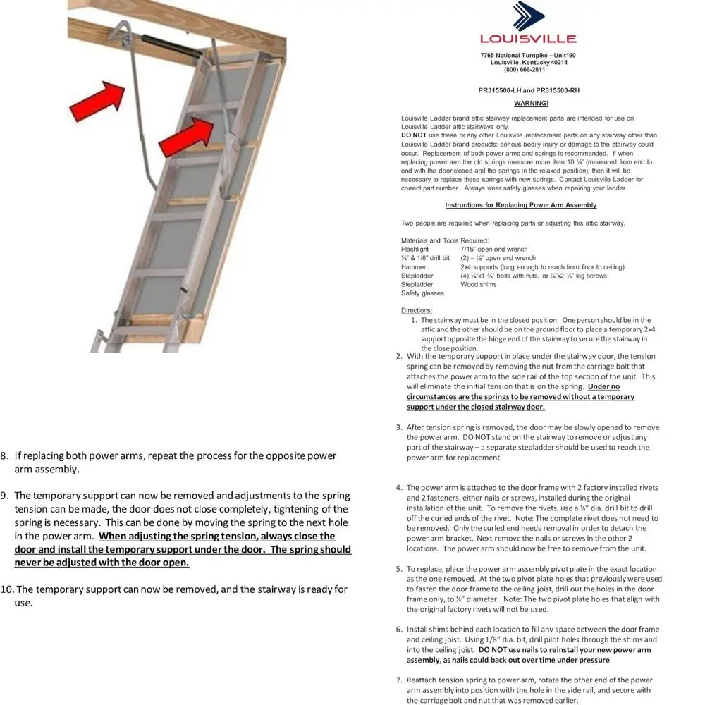 bracci di ricambio per cerniera scala soffitta - lati sinistro e destro - qualità OEM