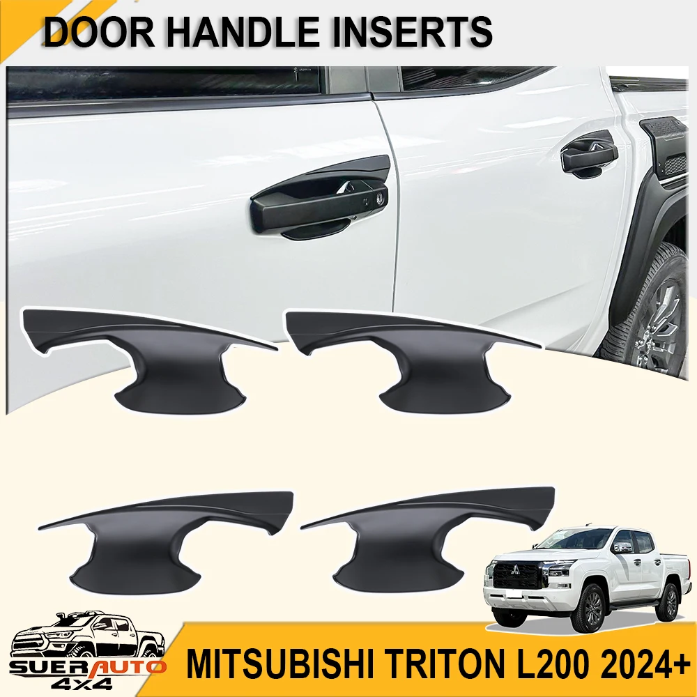 

Door Handle Inserts for Mitsubishi L200 Strada 2024+ Double Cab Handle Protectors ABS Matte Black Exterior Accessories