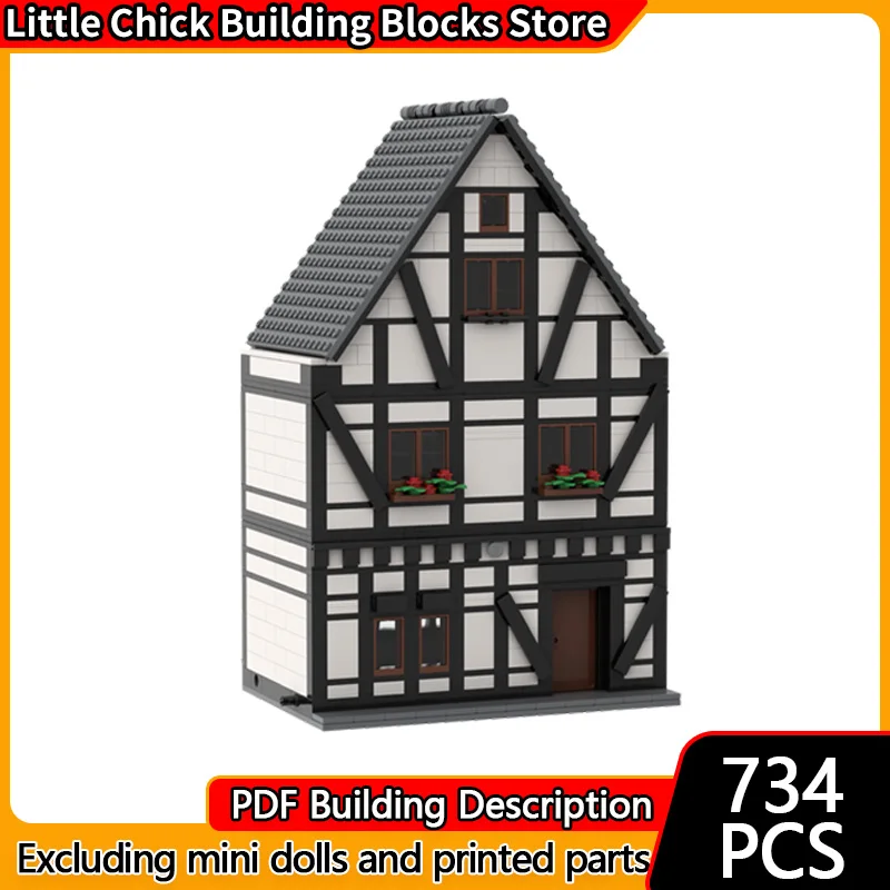 

City Street View Model MOC Building Bricks Medieval Old Town Street Modular Technology Children Holiday Gifts Assemble Toys Suit