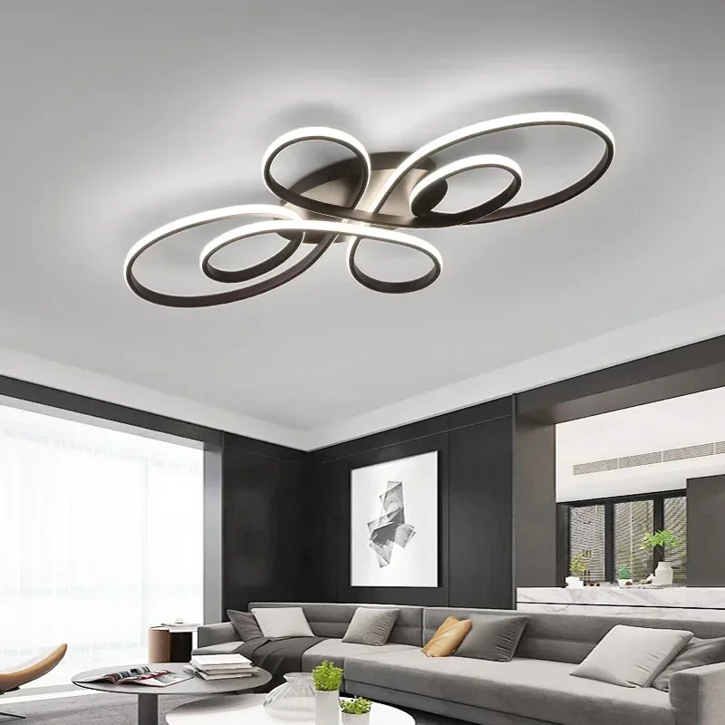 

Modern Chandeliers Dimmable Led Ceiling Lights For Living Room Bedroom Study Black/White lustre