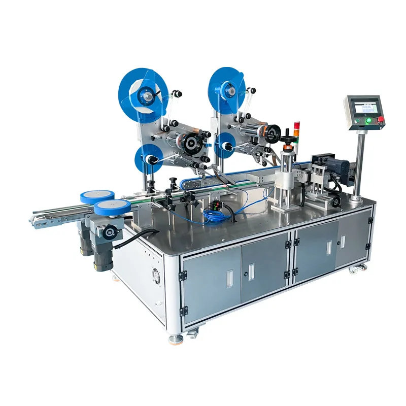 

Right angle labeling machine, corner semi-automatic, box sealing , transparent round label with roll fee paper