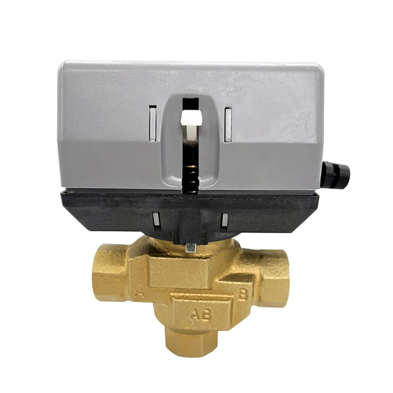 1/2\'\' 3/4\'\' 1\'\' 3-way Brass Motorized Globe Valve With VC6013 Fan Coil AC220V Electric Shut-off Valve