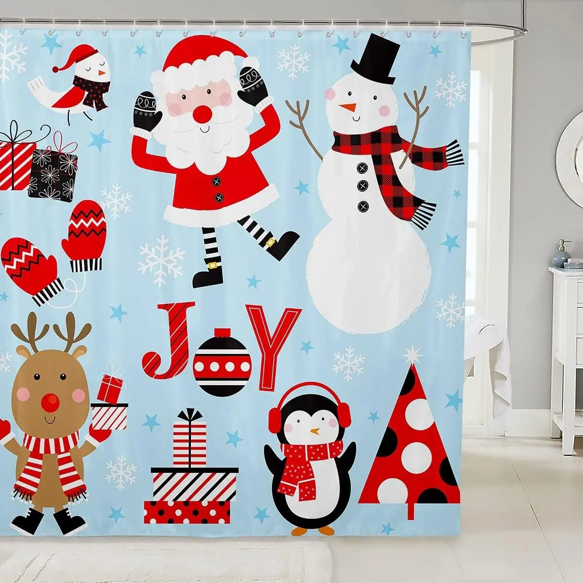 

Merry Christmas Shower Curtain Cartoon Santa Shower Curtain Bathroom Waterproof Merry Christmas Shower Curtain