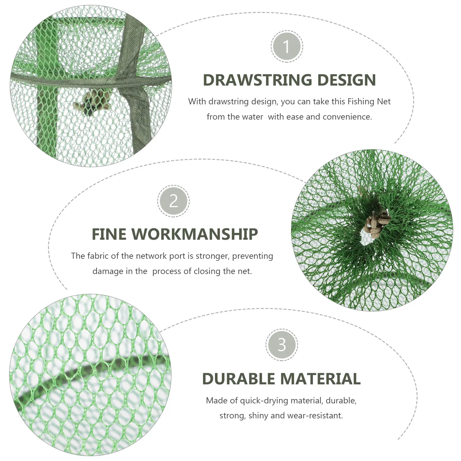 Fishing Catch Netting Wear-Resistant Lightweight Foldable Drawstring Fishing Net Quick-Drying Mesh Fish Storage Bag