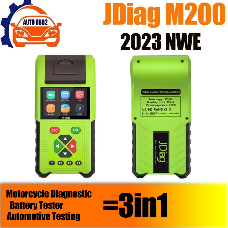 

2023 NEW JDiag M200 Motorcycle Diagnostic Scanner+Battery Tester+Automotive Testing 3in1 For BMW /Yamaha/Kawasaki/Suzuki PK M100