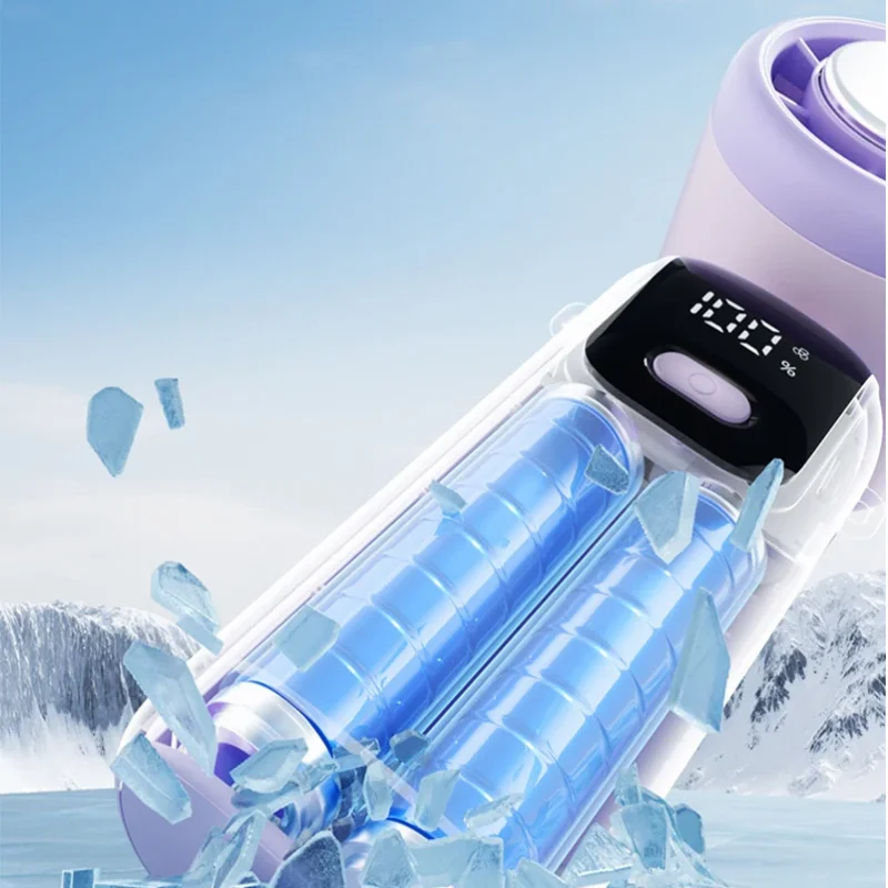 Semiconductor Refrigeration Handheld Electric Fan 100 Speed High-speed Violent Turbo Fan Folding Neck Hanging Ice Pack Small Fan