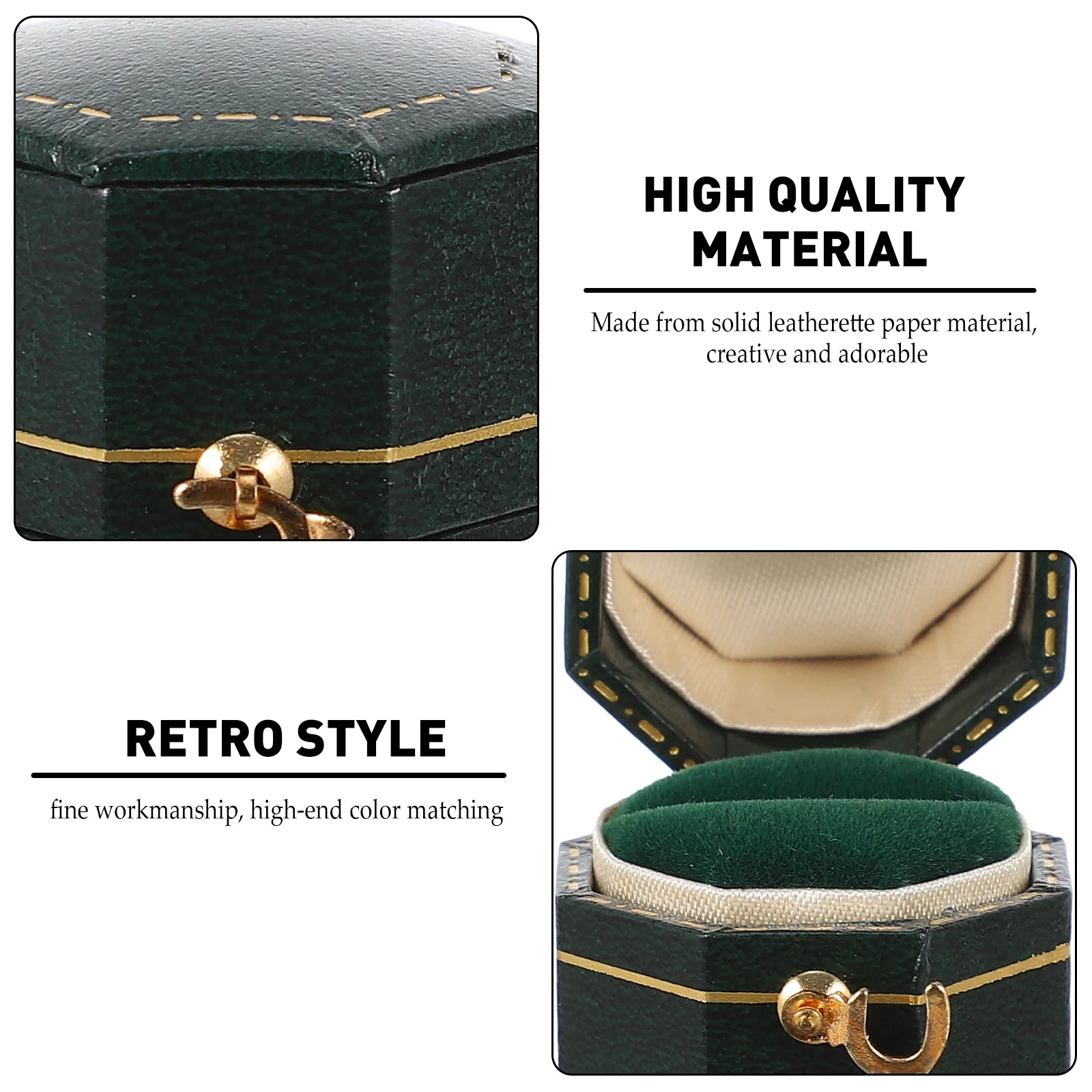 Octagonal Vintage Ring Gift Box Creative Leatherette Paper Jewelry Storage Container Wedding Anniversary Packing Box