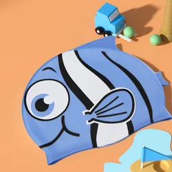 Children's Swimming Cap Silicone Waterproof Sunproof Children's Fish Shape Swimming Cap