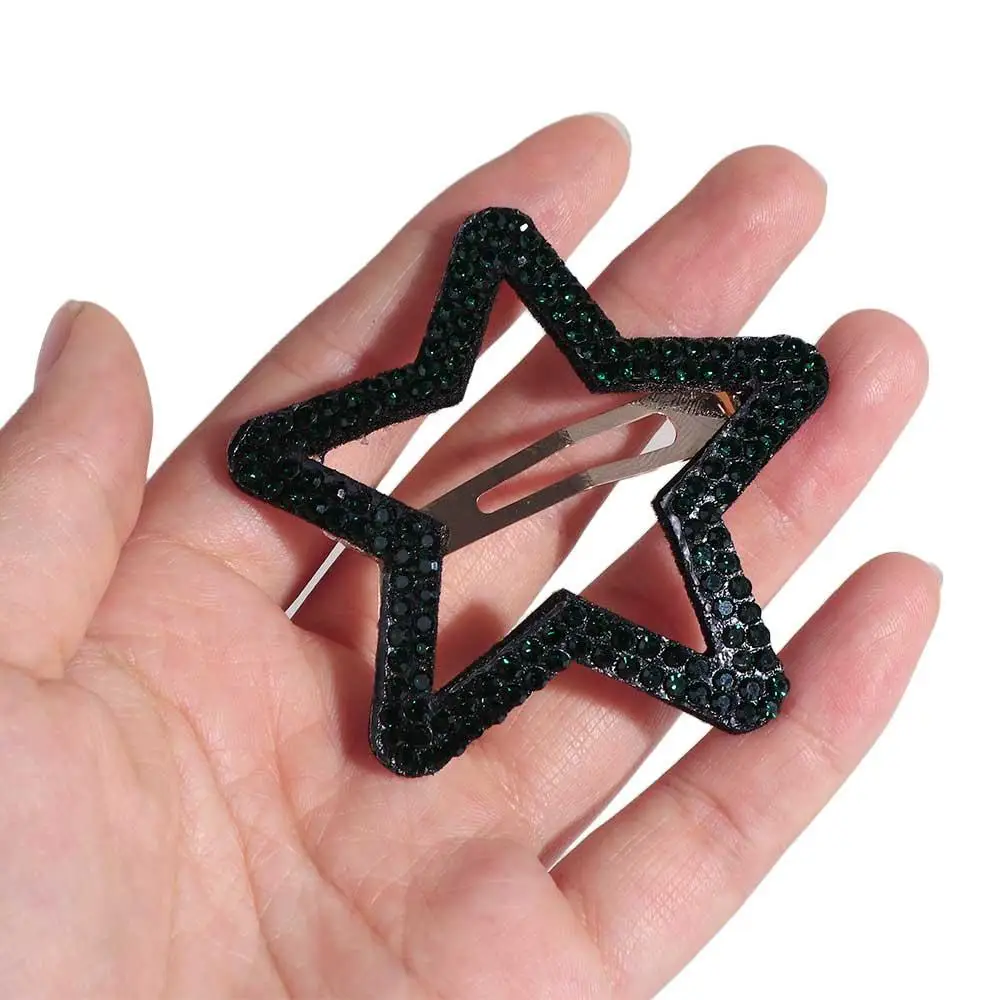 Fashion Geometric Rhinestone Star BB Clip\ Y2k Pentagram Star Side Clip Metal Side Clip Hollow Hair Clip Party