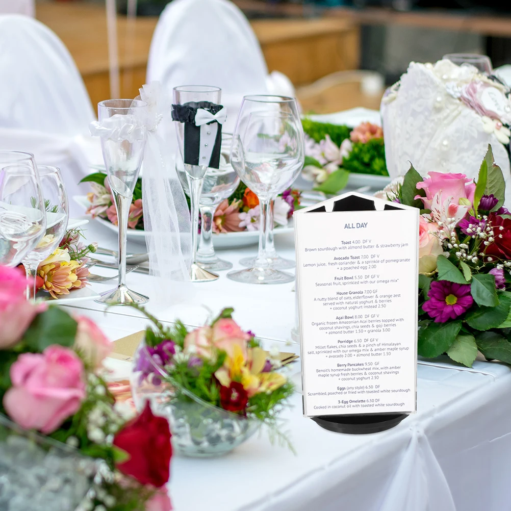 

2pcs Rotating Table Card Display Stand Clear Acrylic Sign Holder Menu Folder Document Frame for Restaurant Office Use