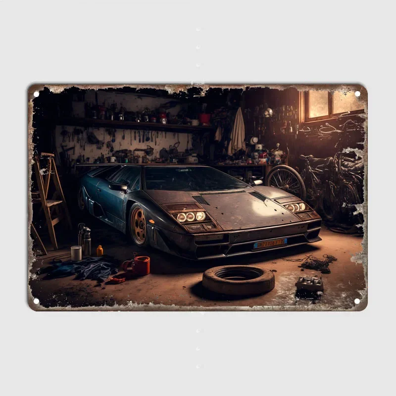 Tin Plaque Decor for Room Metal Signs Lamborghini Diablo Vintage Home Decor Items Poster Metal Wall Art Mural Garage Retro Plate