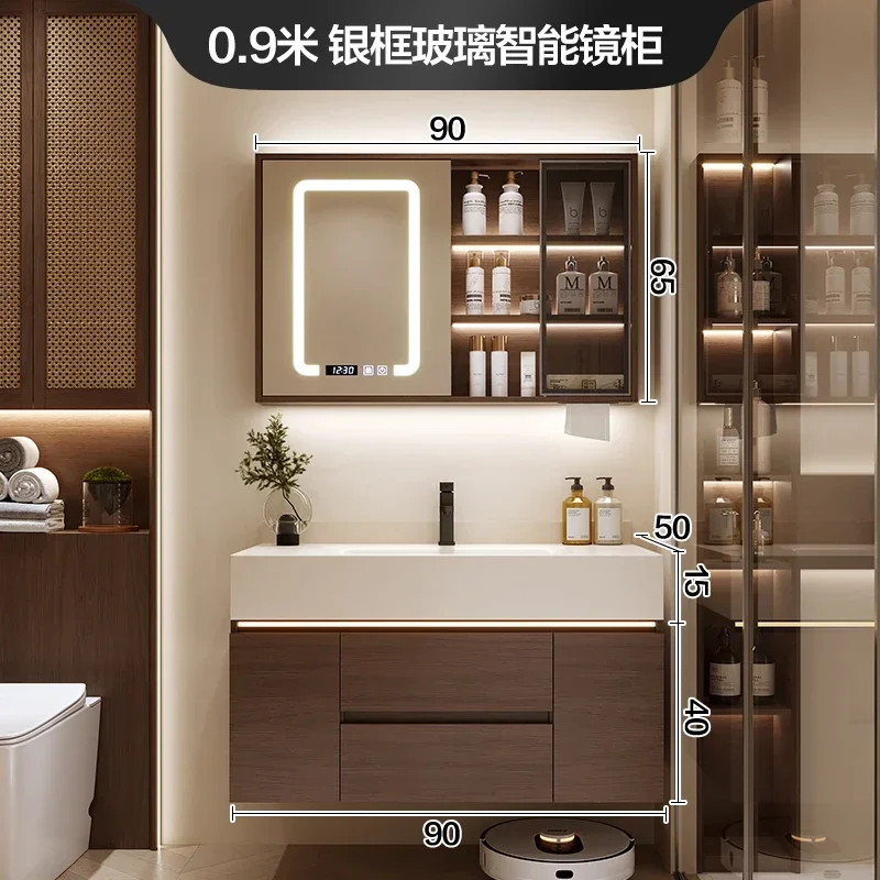 Wall Mounted Cabinet Washing Machine Bathroom Storage Locker Laundry Basket Compartments With Drawers Drawer Type Storage Sink