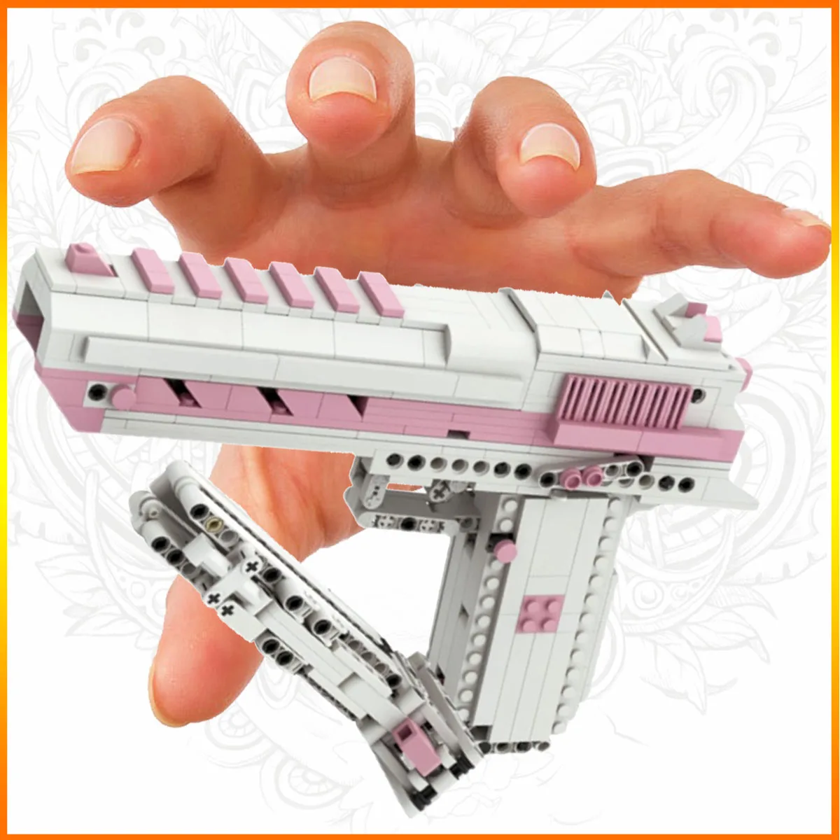 Girl Pink Blocks toy gun Simulated Shooting Building Pistol 800 PCS Tactical Desert Eagle Shooting Toys Model for Birthday Gift