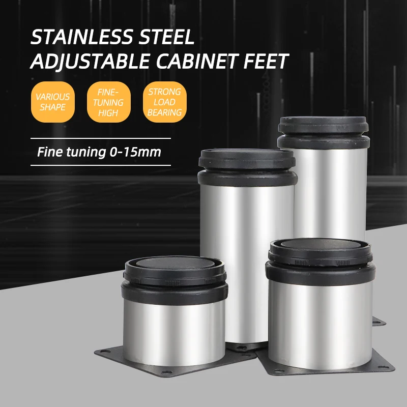 1Pcs Stainless Steel Adjustable Cabinet Foot Round Tube Cabinet Foot Sofa Foot Furniture Table Foot Support Foot