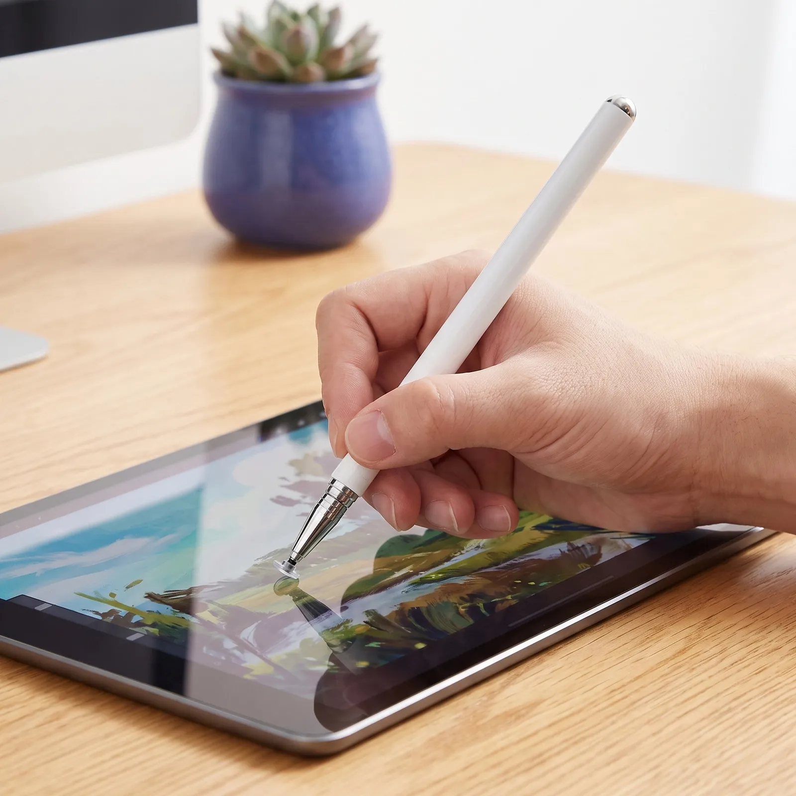 Retractable Stylus Pen Touchscreen Precision Disc Tip Tablet Stylus for Drawing Note Taking Lightweight Capacitive Pen