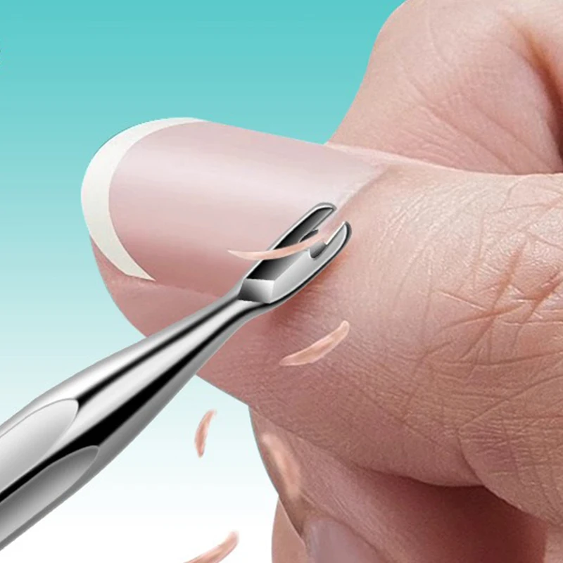1 stks dubbelzijdige roestvrijstalen nagelriemschuiver dode huid push remover nagel pusher pedicure manicure gereedschap