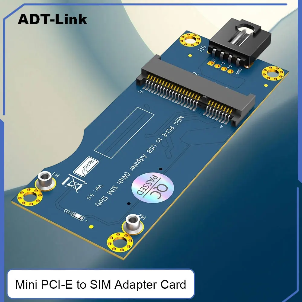 

ADT-Link Mini PCI-E to SIM Adapter Card Industrial Grade (Horizontal Interface) USB 2.0 Mini PCIE to SIM Adapter Card