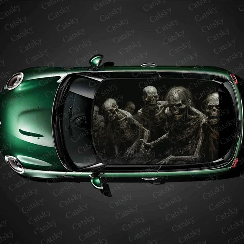 Creepy Looking People Car Roof Sticker Wrap Racing SUV Accessories Packaging Painted PVC Custom Car Graphic Decal