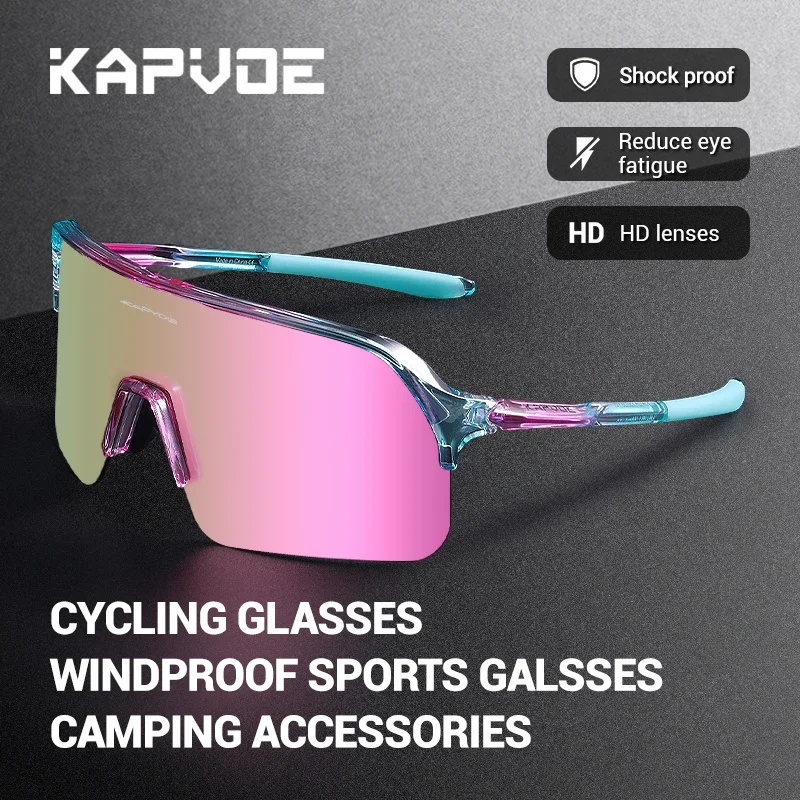 KAPVOE UV400 Cycling Glasses Outdoor Running Sunglasses Sports Hiking Drive Bicycle SunglassesMen Women MTB Road Bike Glasses