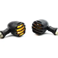 2Pcs Motorcycle Turn Signal Indicator Blinker Light Vintage Universal Motorbike 12V LED Sequential Flowing Flashing Mini Lamp