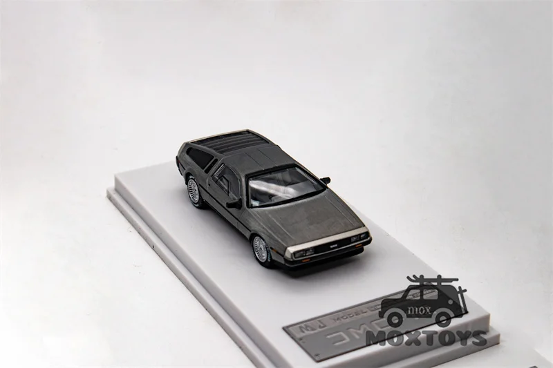 MJ-MODEL x LMLF 1:64 DeLorean DMC-12 Silver-grey Back To The Future Original Car Diecast Model Car