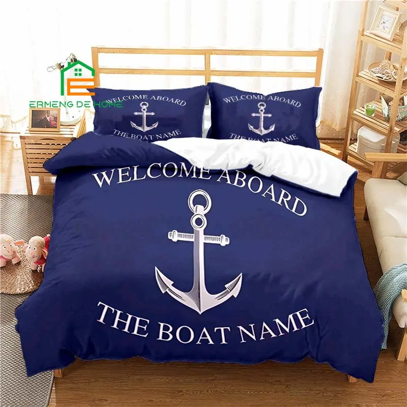 Nautical Anchor Pattern Duvet Cover Set Bedding for Aldult Kids Bed Set Game Quilt Cover Comforter Cover Bedding Set