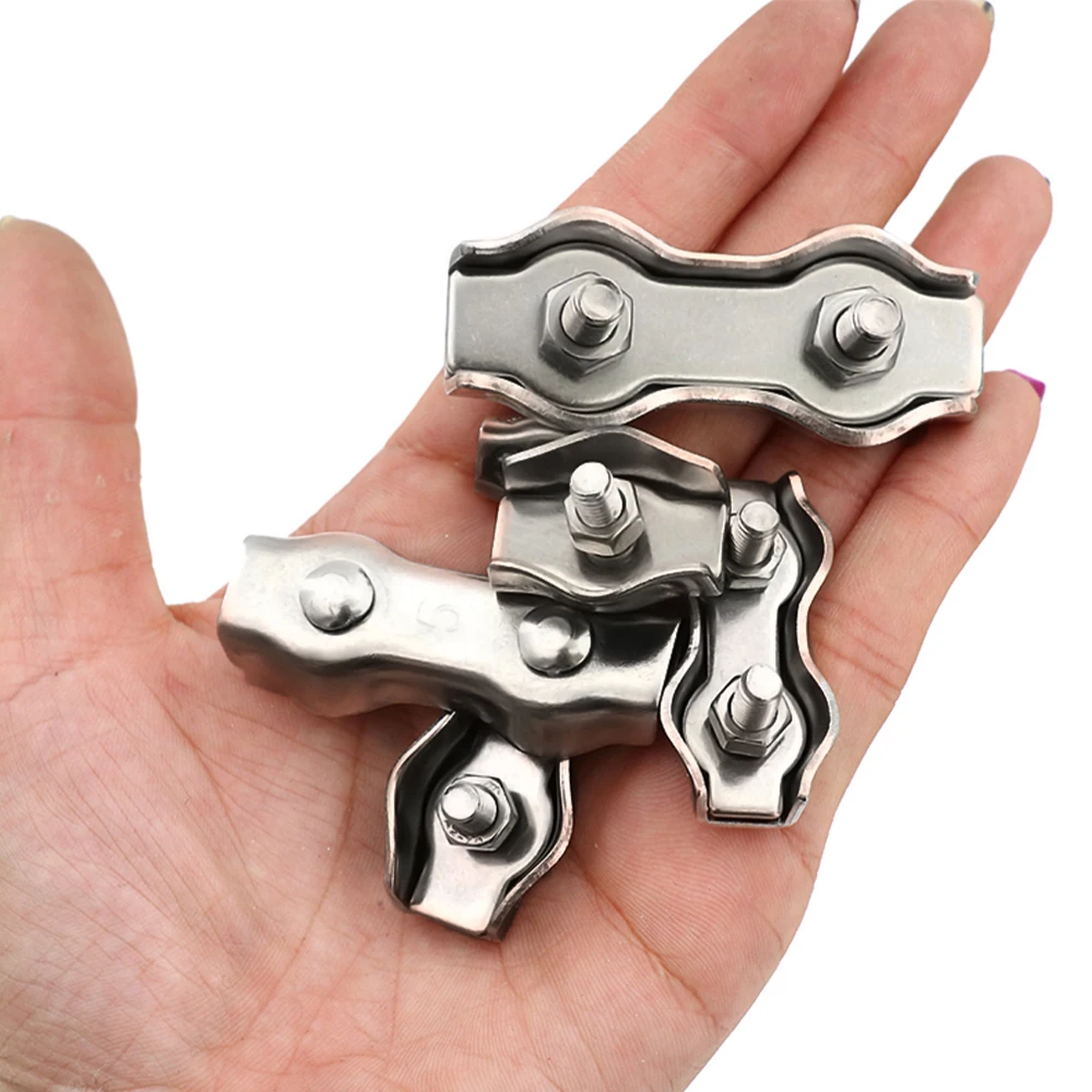 Wire Rope Clamp 304 Stainless Steel Single/Double Rope Clip Steel Cable Rope Fixing Clamp Plate Bolt M2-M8 Cable Hardware