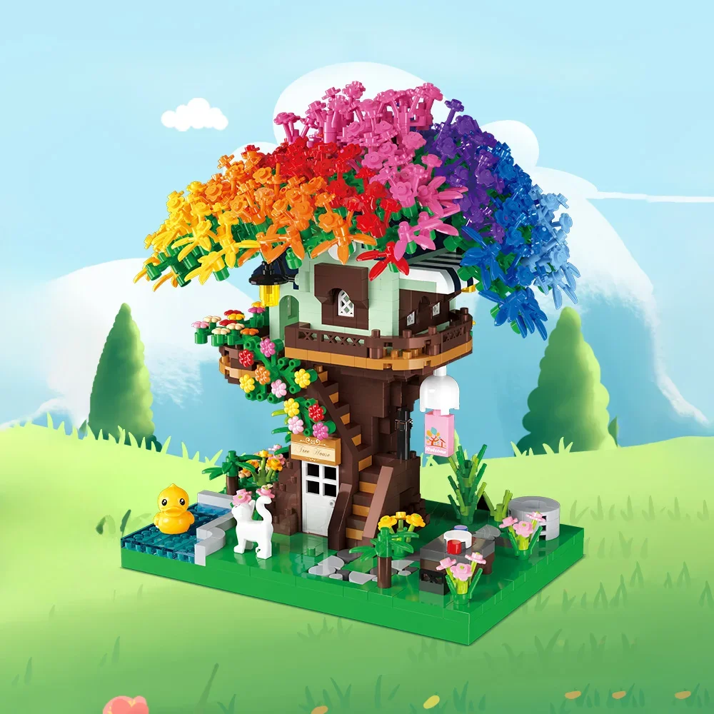 Tree Model Building Blocks Kits for Adults,1528 Pcs Micro-Particle Ideas Rainbow Tree Building Toy for Adult,Children'S Toys