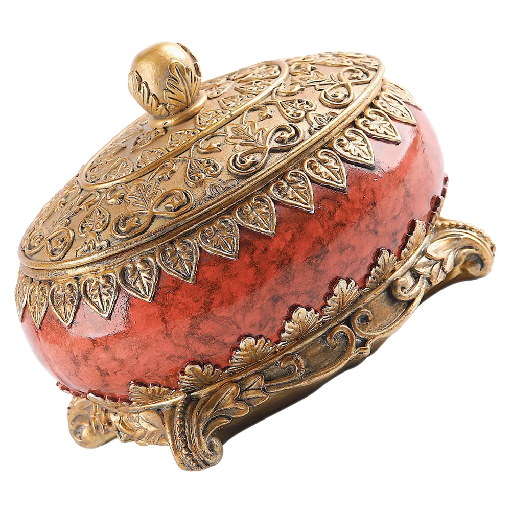 

Jewelry Vintage Women Retro European Container Resin Treasure Chest Storage Agate Decor Trinket Box Coin