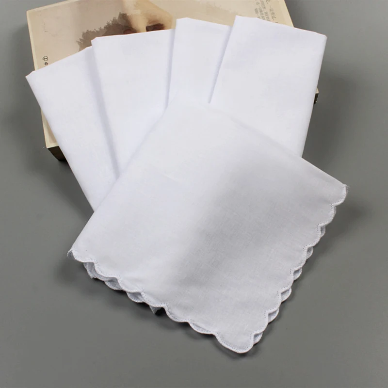 White Cotton Handkerchiefs Blank Lace Hankies For Wedding Pocket Square Comfort More Style Fashion Solid Color For Men & Women