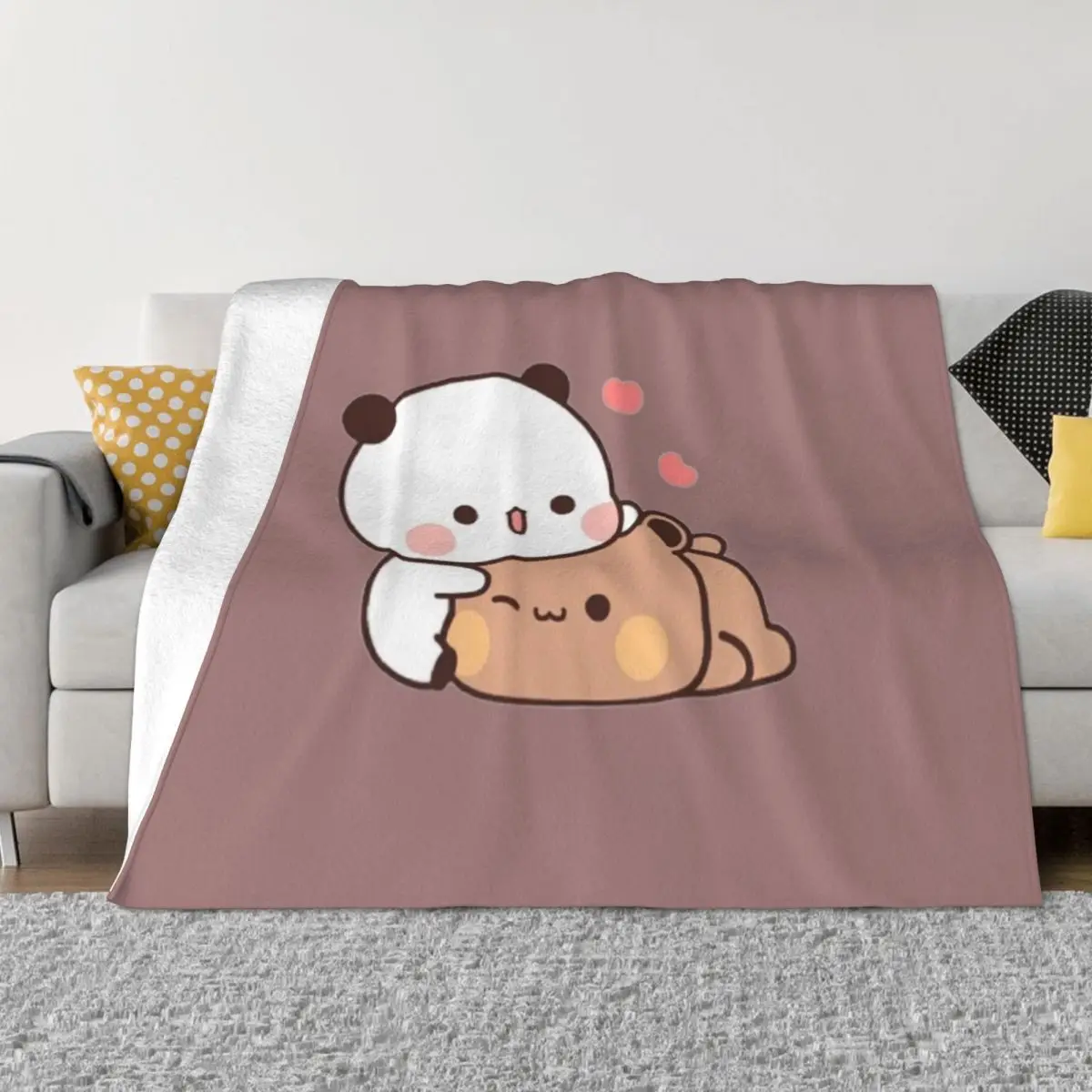 DuDu Bear and BuBu Panda’s Love Relaxing Moment Throw Blanket christmas blanket Sofa Quilt christmas gifts