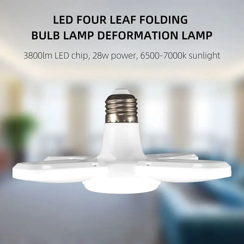 1PC E27 Led Lamp Led Bulb 28W Led Light Bulb AC 85-265V Foldable Fan Blade Lights Lighting For Living Room Garage Light