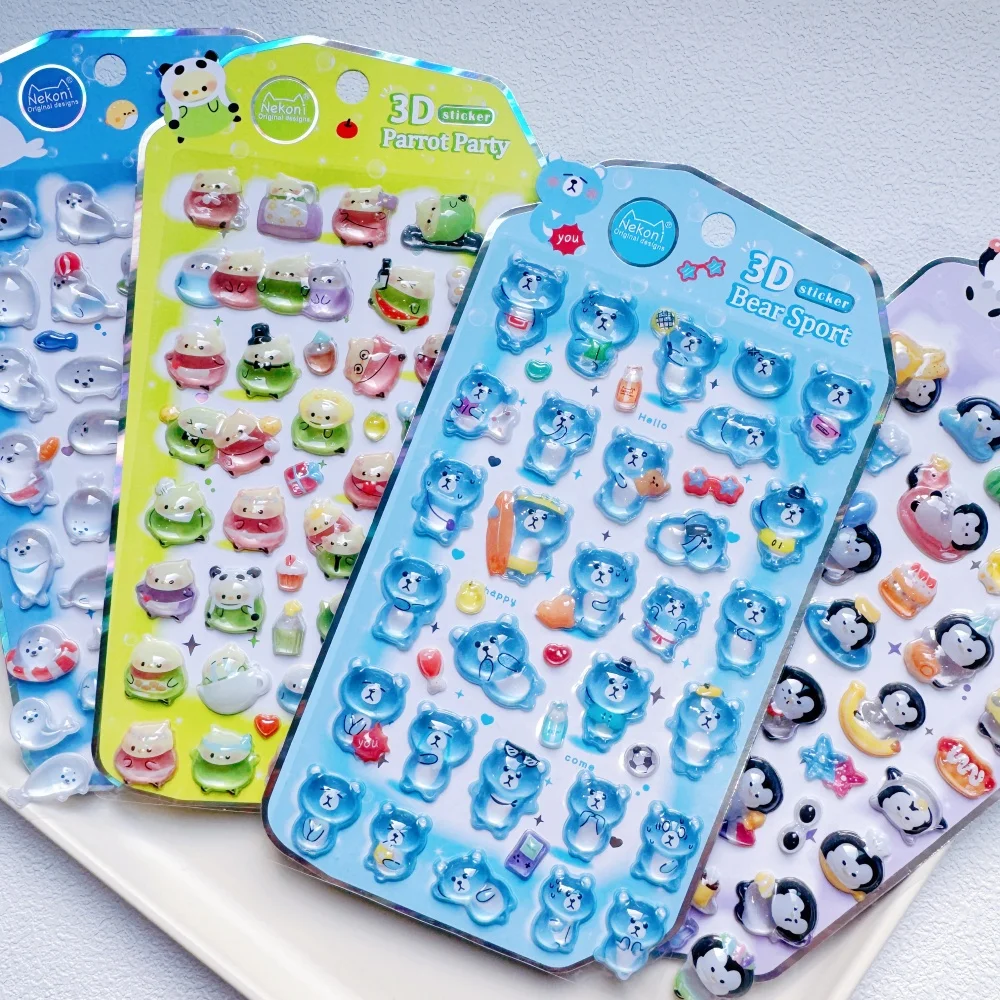 

Cute Animals Seal Bear Penguin 3D Stickers Scrapbooking DIY Journaling Stationery Diary Cute Stickers School Supply