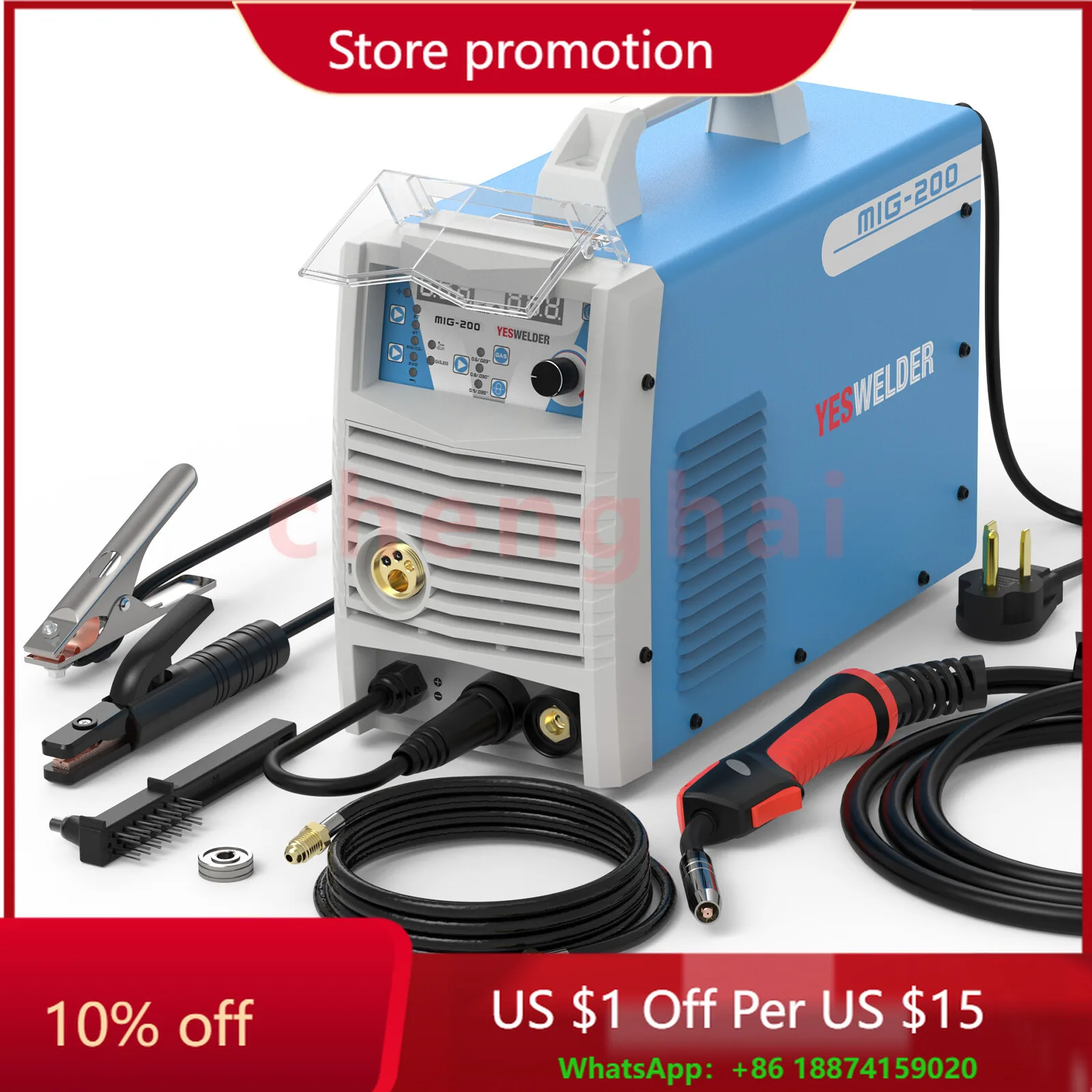 

MIG-200 220V 200Amp Welding Machine MIG/Stick/TIG Multi-Process Welder