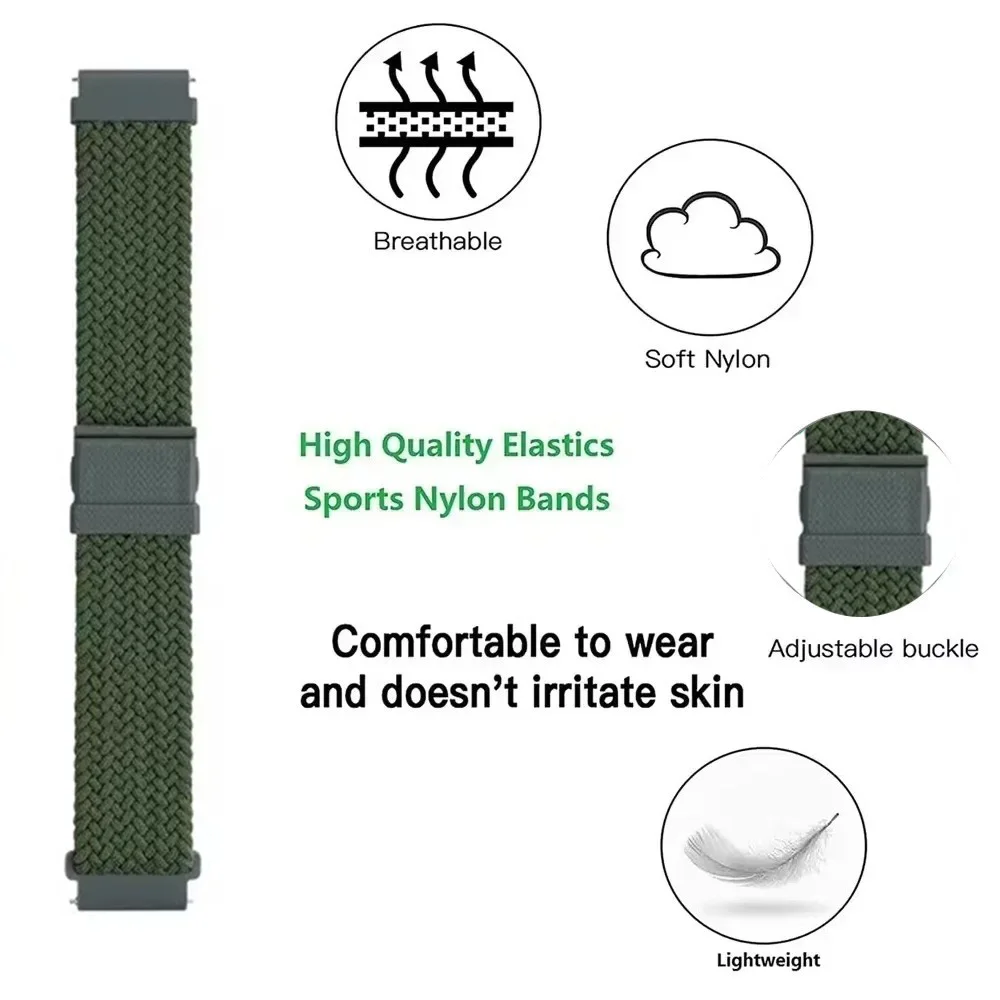 Garmin Active 6/5 용 22 20mm 나일론 짠 시계 스트랩 Forerunner 265 255 570-47mm 시계 액세서리 용 부드럽고 편안한 손목 밴드