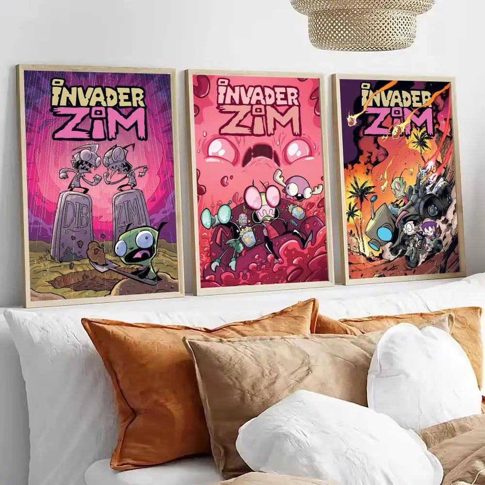 Cartoon I-Invader Zim Gir Painting Calligraphy Decorative paintings Fancy Wall Sticker For Living Room Bar Decoration Room Wall