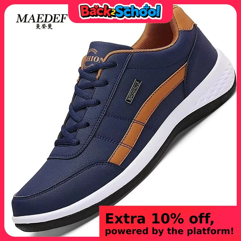 MAEDEF Shoes for Men Leather Sneaker Waterproof Casual Comfortable Men's Sneaker Lace Up Footwear Vulcanized Man Shoe Masculino