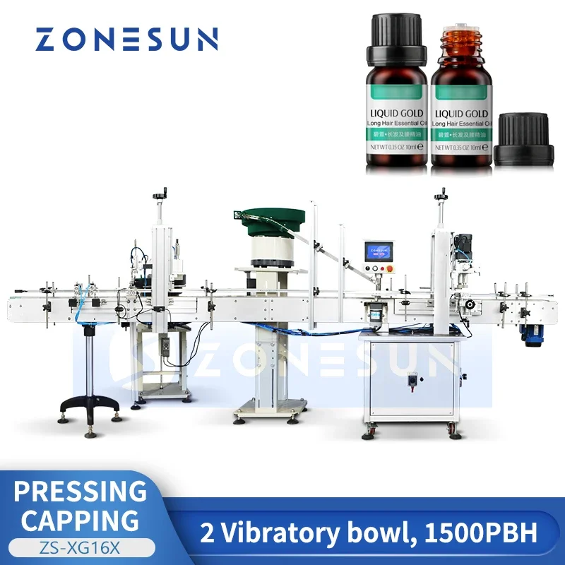 Zonesun Máquina tampadora automática de garrafas, equipamento de tampagem de parafuso, vedação de tampa ZS-XG16X