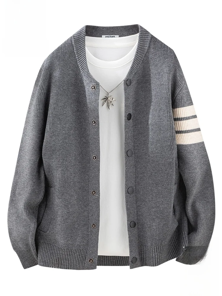 

PaulFrank Large-Mouth Monkey Striped Knitted Open Cardigan Men's Loose Casual Warm Outerwear Autumn Season Faion Sle