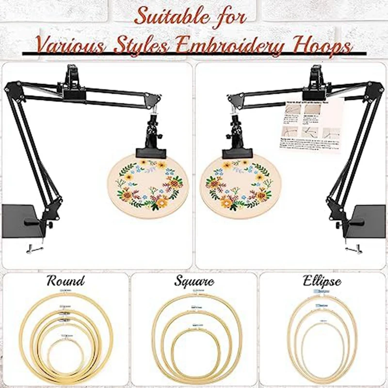 1 PCS Embroidery Hoop Holder Adjustable Embroidery Hoop Holder With Instruction Holder,Cross Stitchand Embroidery Projects